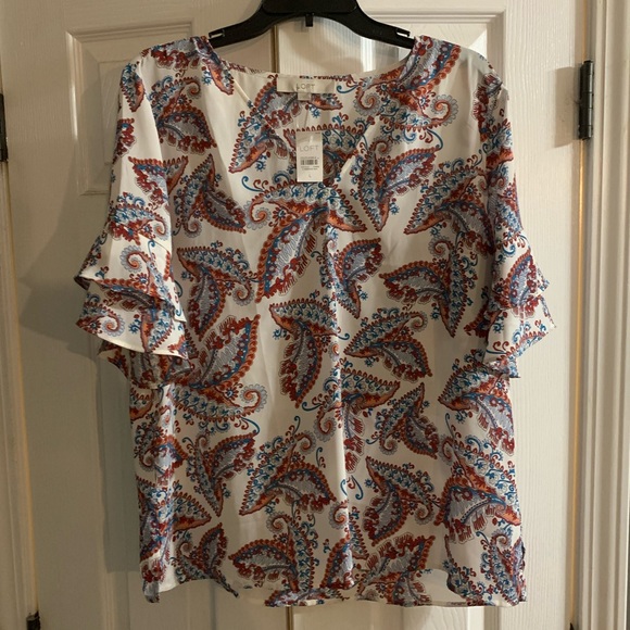 LOFT Tops - NWT Ann Taylor LOFT Flutter-sleeve Blouse size L